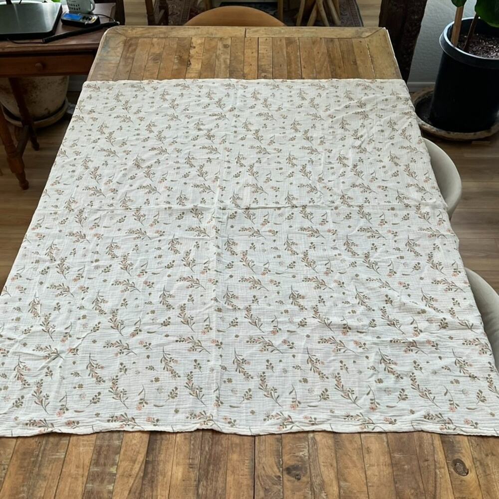 Konssy Muslin Swaddle Blanket 47" x 50" Baby Boys Girls, Baby Pink Floral